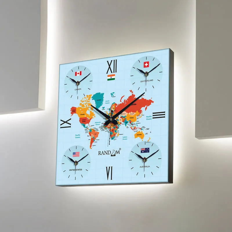 World Time Zone Wall Clock - Sky Blue media 4