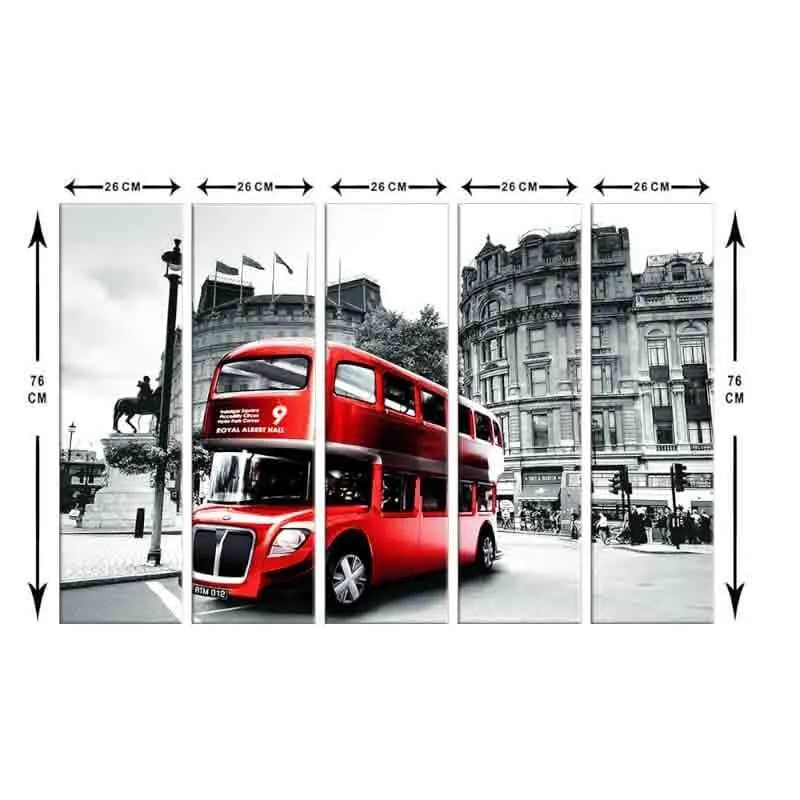 Double Decker Panelled Canvas Wall Art - Five Piece Set media 8