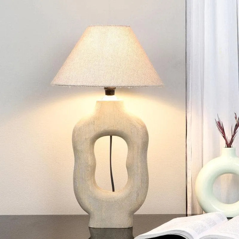 Truda Tissle Fabric Table Lamp - Beige,White media 1