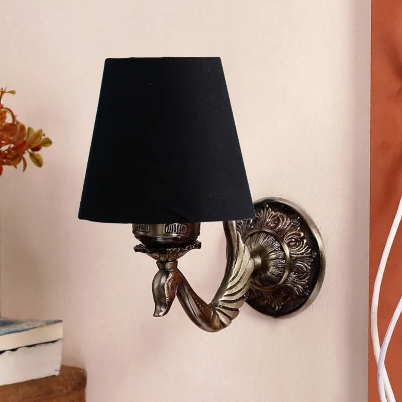 Amro Retro Conical Fabric & Metal Wall Lamp - Black media 3