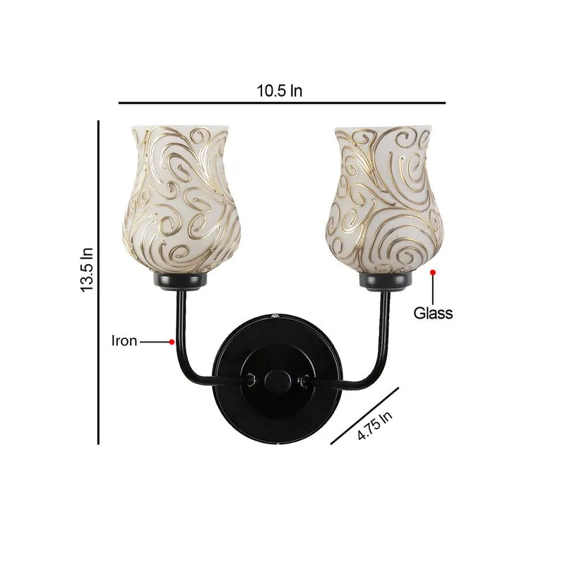 Golden Swirl Twin Tulip Glass Wall Lamp media 9