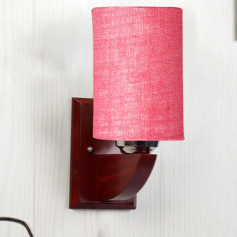 Blushy Cylindrical Wooden Wall Lamp media 3