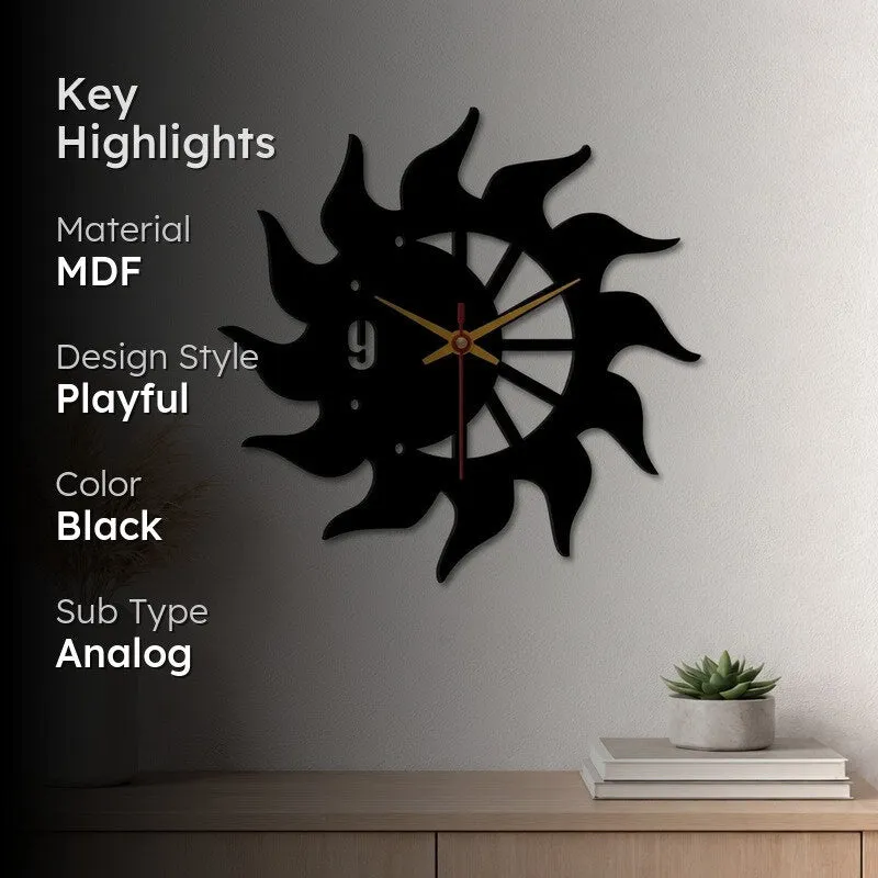 Sunray Glow Wooden Wall Clock media 2