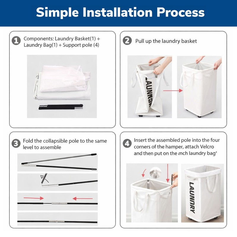 Rioware Tidy Roll Laundry Basket - White media 8