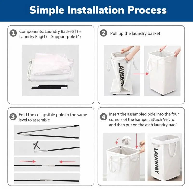 Rioware Tidy Roll Laundry Basket - White media 8