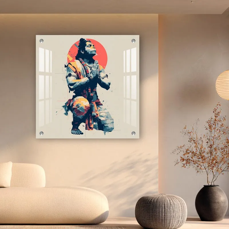 Abstract Hanuman Prayer Acrylic Wall Art media 5