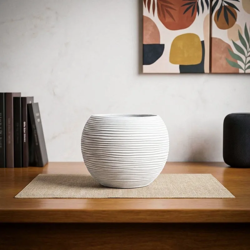 UGAOO Planter Vase Ball Rib - Ivory media 1