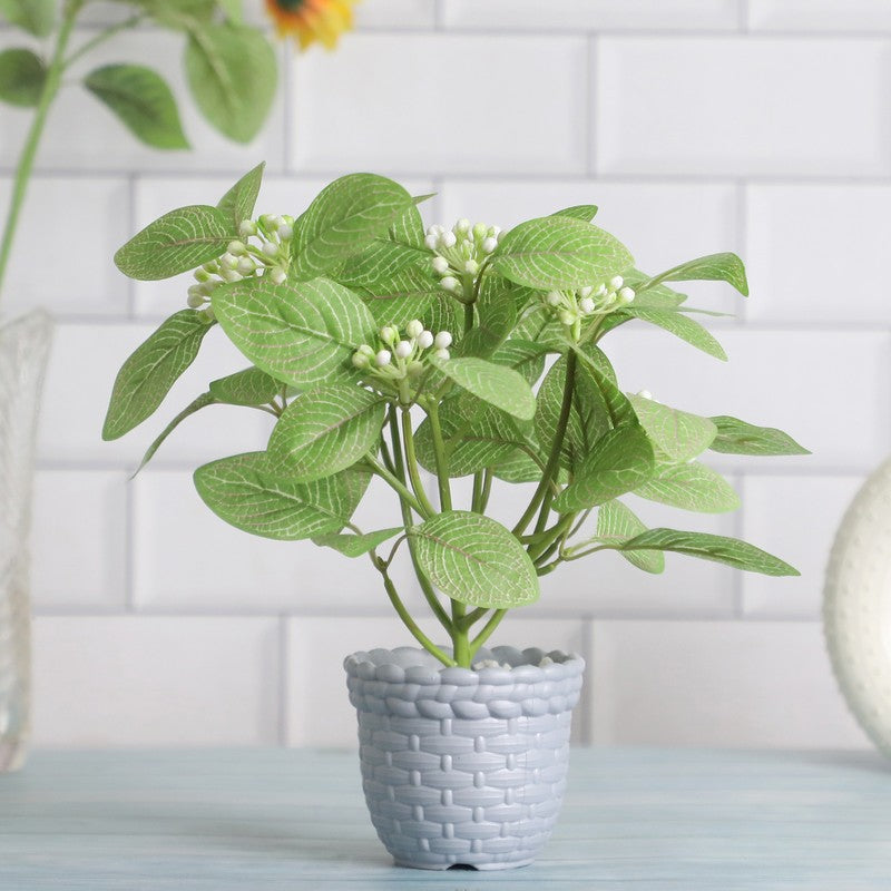 Artificial White Buds Plant with Pot