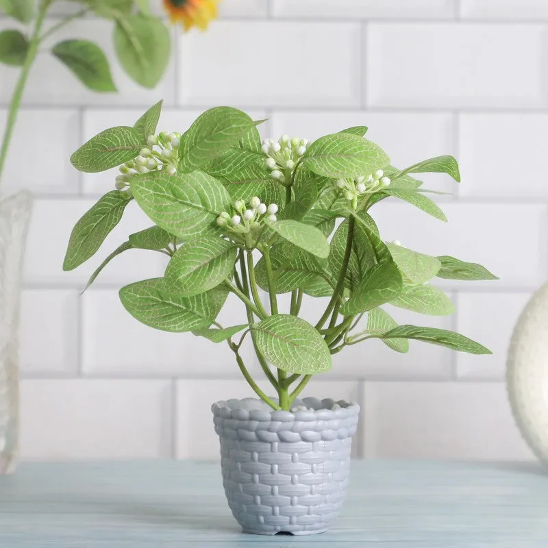 Artificial White Buds Plant with Pot media 1