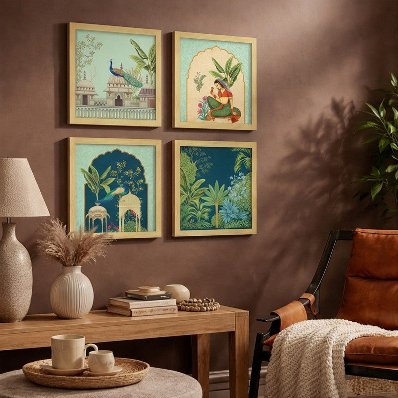 Royal Palace Courtyard Paper Wall Art - Set Of Four
