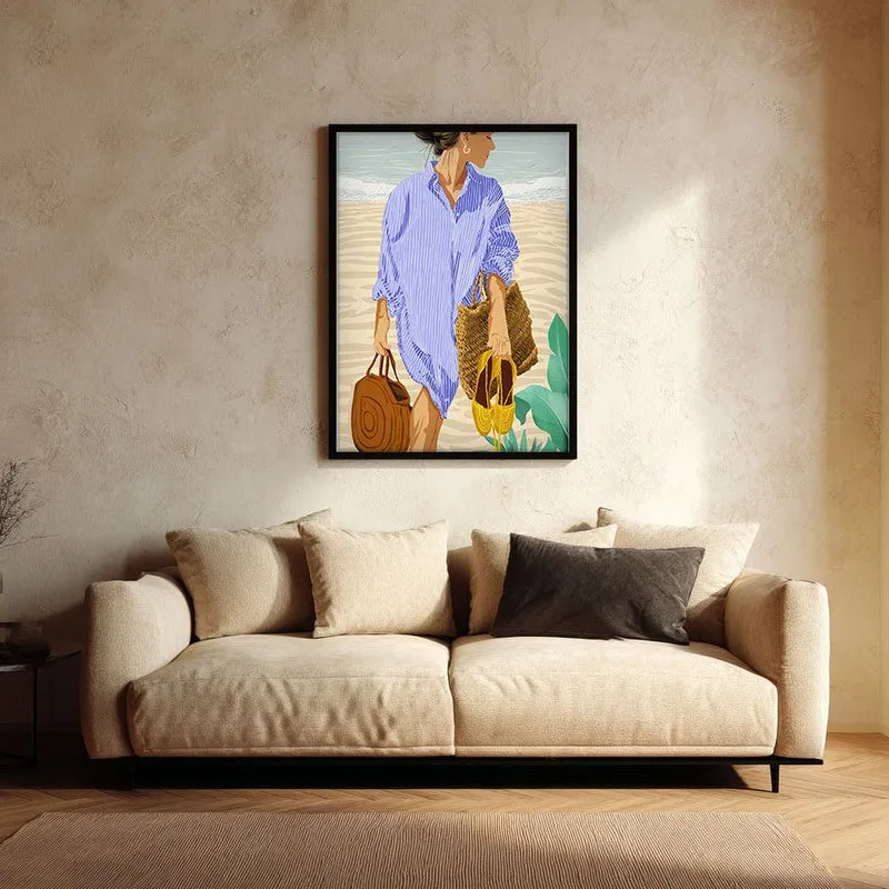 Caleya Travel Illustration Canvas Wall Painting With Black Frame media 1