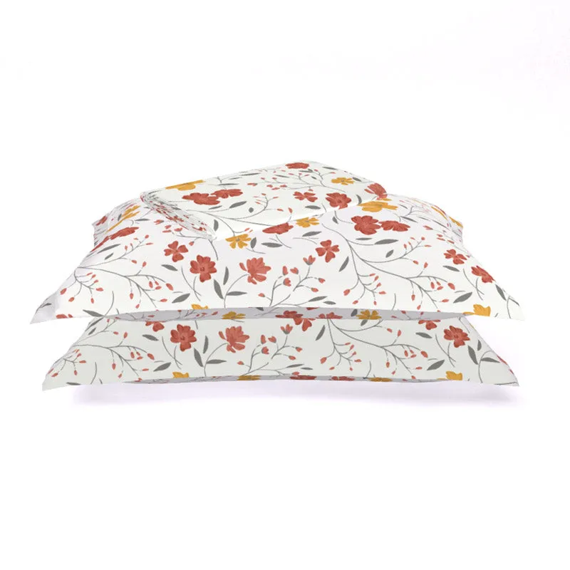 Himeya Comfort Percale Blooms Cotton Bedsheet (Yellow,Rust) - 120 TC media 4