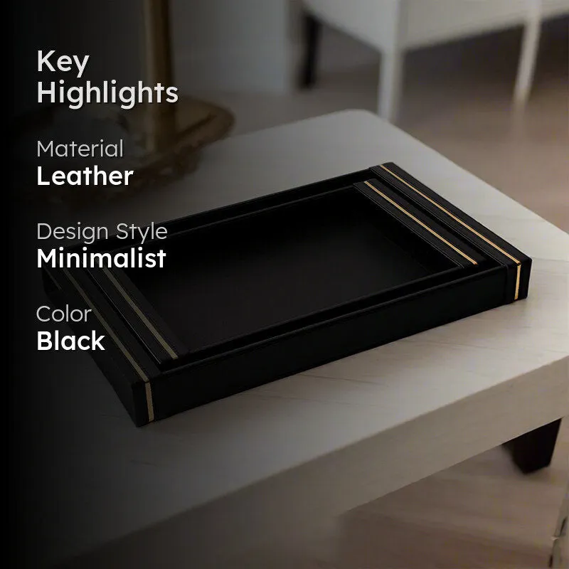 Ceastra Faux Leather Serving Tray - Black media 2