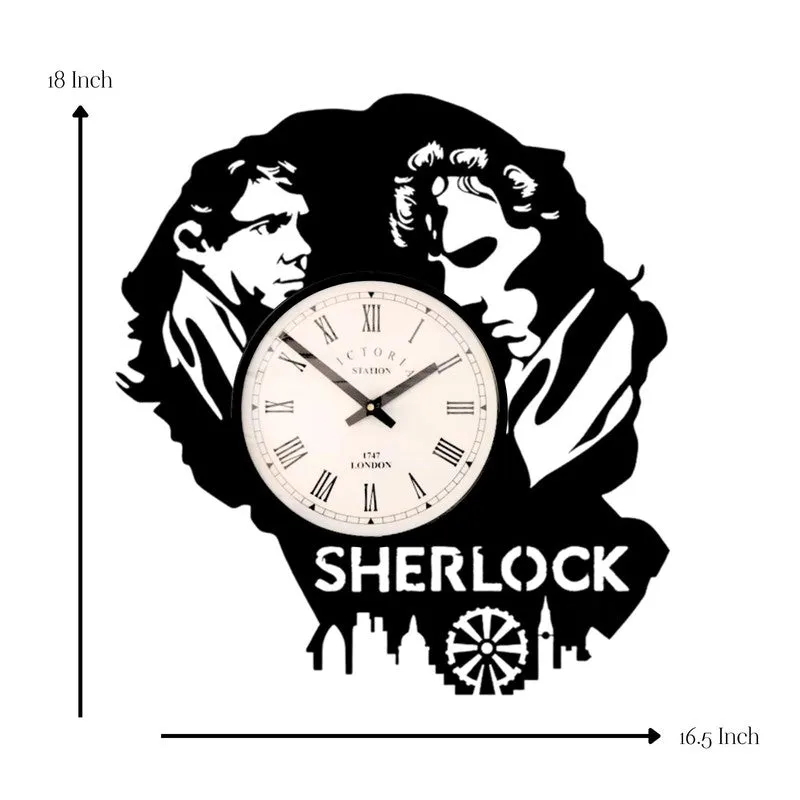 Sherlock Homes Steel Analog Wall Clock - Black media 7