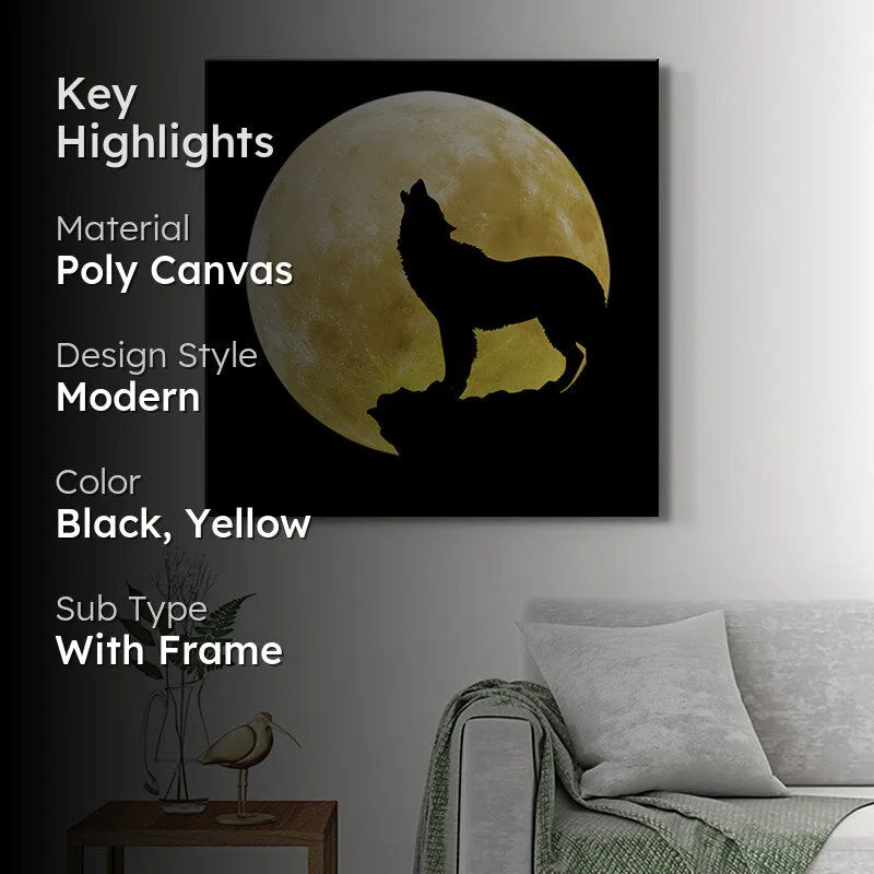 Wolf Silhouette Moon Wall Painting media 2