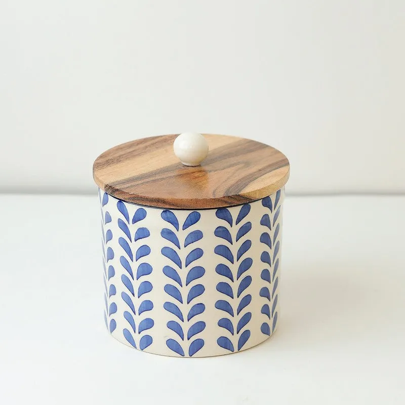 Sumi Ink Ceramic Storage Jar with Mango Wood Lid - 800 mL media 3