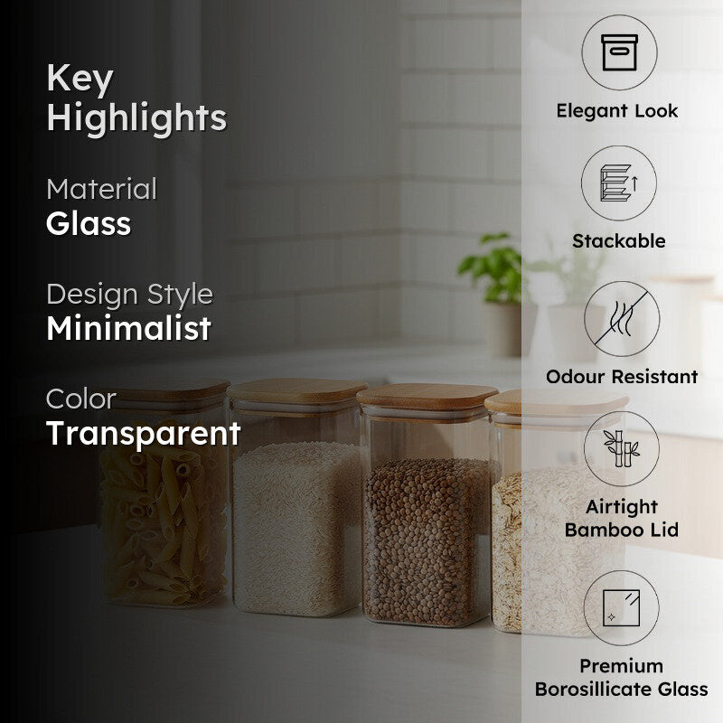 Jarso Glass Jar (1000 mL Each) - Set Of Four media 2