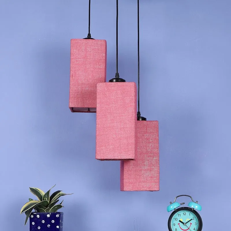 Warm Ivory Triple Metal Ceiling Lamp - Pink media 4