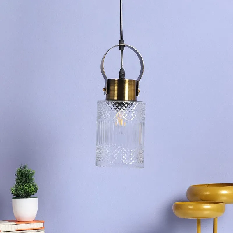 Elvion Textured Pendant Glass Ceiling Lamp media 3
