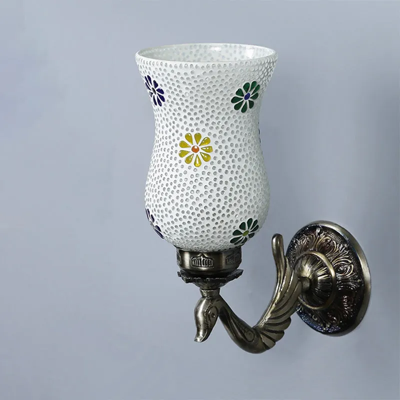 Adva Retro Mosaic Glass & Metal Wall Lamp media 4