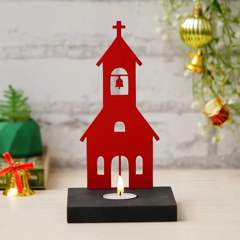 Steaple Of Light Wood Tea Light Holder - Red media 3