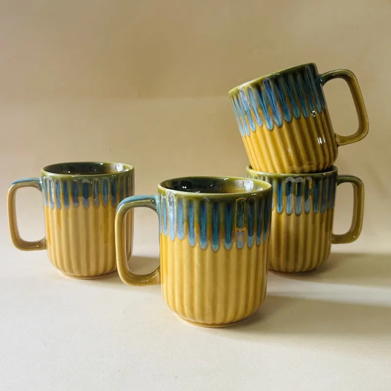Ceramic Coffee Mug (Mustard,300 mL Each) - Set Of Four media 5