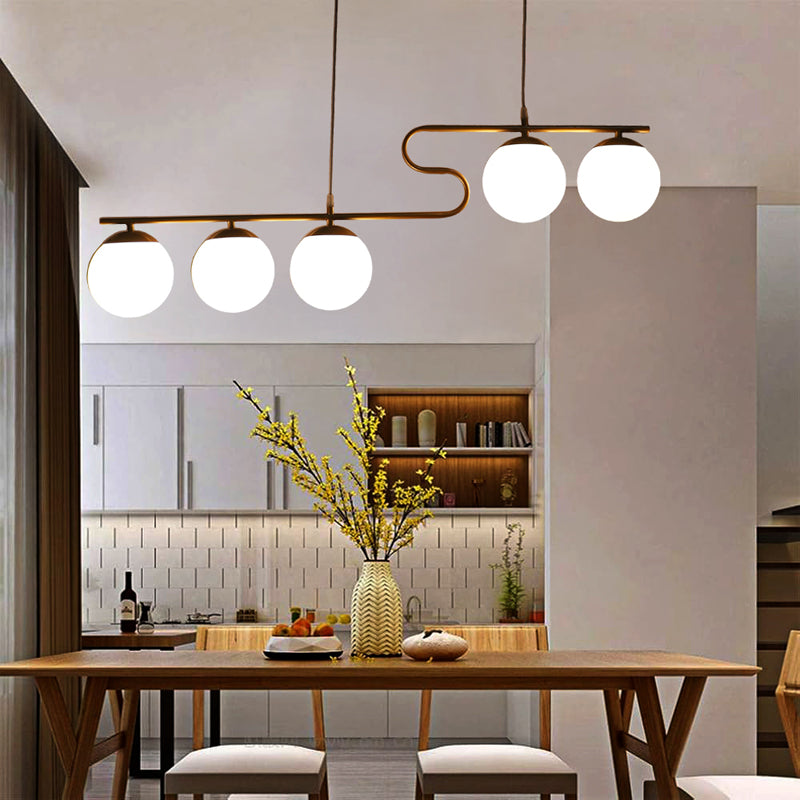 Celestial Curve Metal Ceiling Lamp - Gold & White