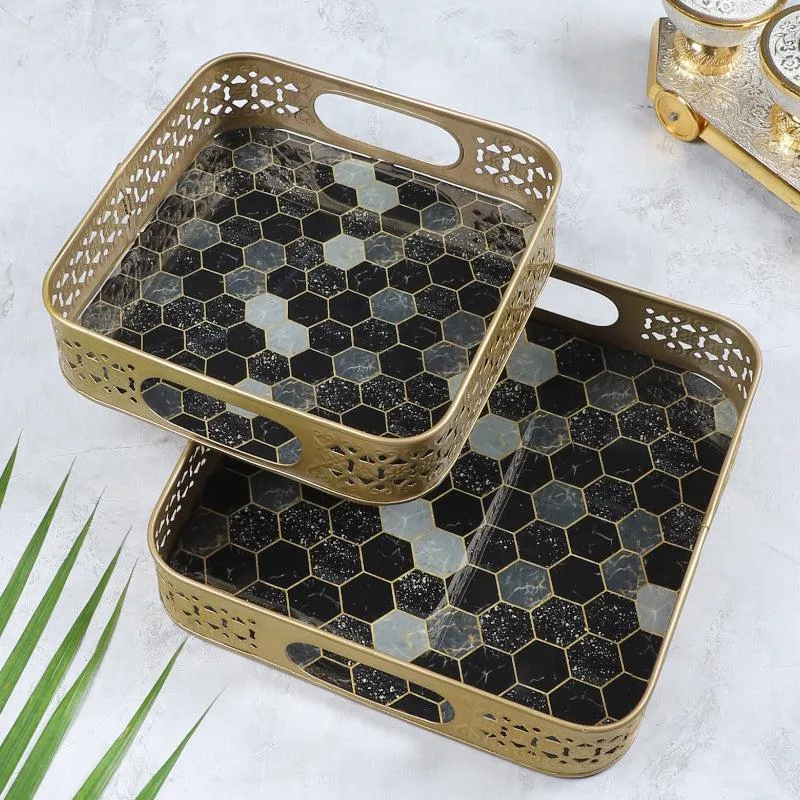 Lio Honeycomb Serving Tray - Set Of Two media 1