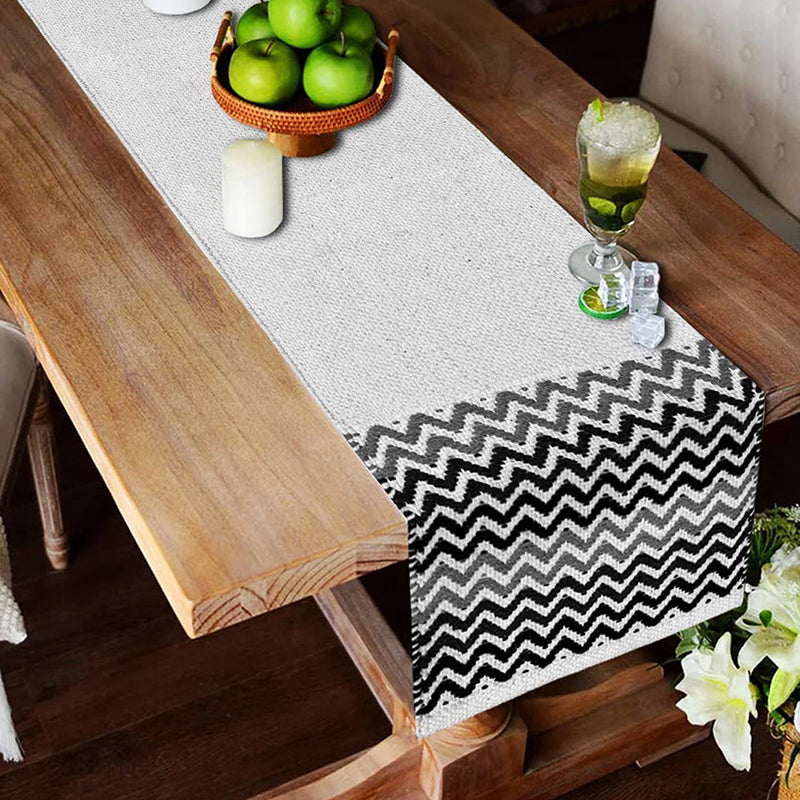 Zebra Peaks Chevron Cotton Table Runner