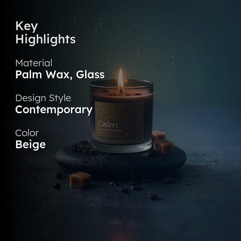 Fig Living Calm Vanilla & Caramel Palm Wax Scented Candle media 2