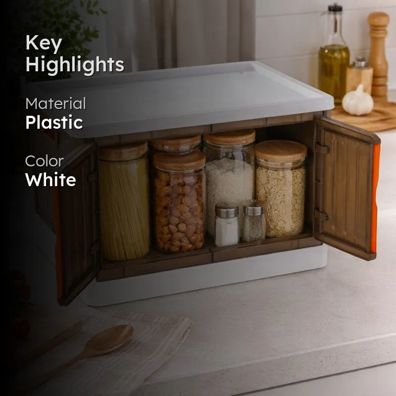 Stackable Plastic Double Door Storage Rack - White media 2
