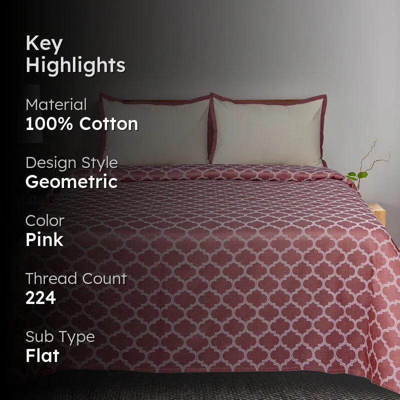 Saral Home Noor Cotton Bedsheet (Mauve) - 224 TC media 2