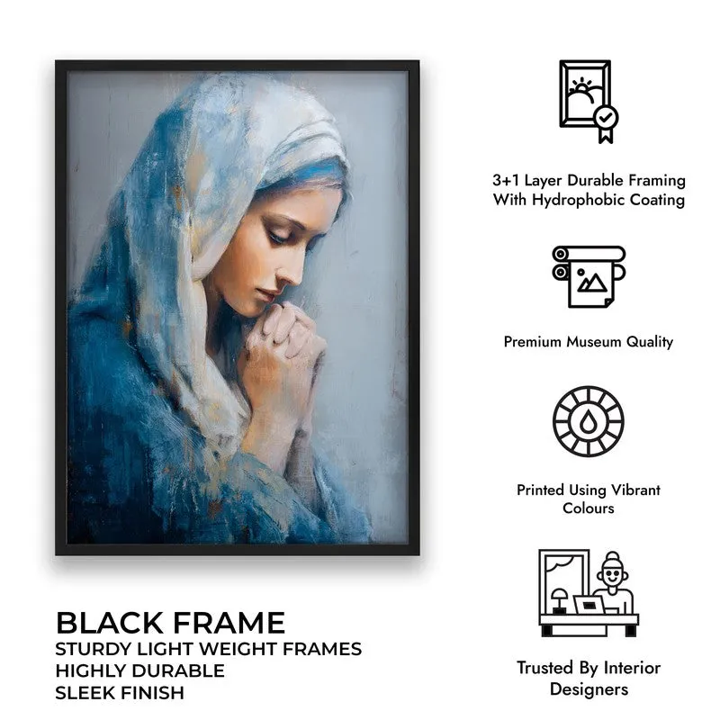 Prayerful Grace Archival Paper Wall Painting With Black Frame media 7