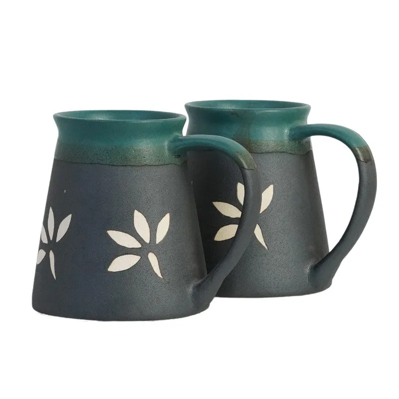 Ceramic Ceramic Coffee Mug (270 mL Each,Green,Black) - Set Of Two media 7