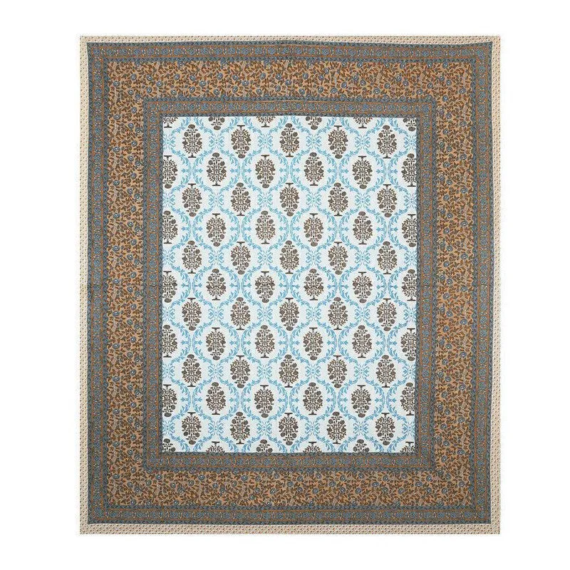 Floraa Cotton Bedsheet (Brown,Blue) - 240 TC media 5