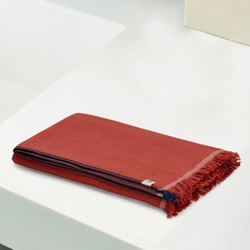 Gamchha Terry Cotton Bath Towel - Red media 3