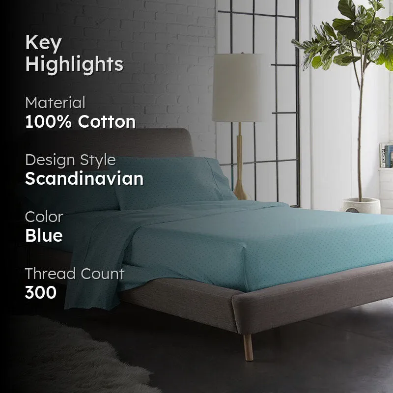 Swiss Dot Cotton Duvet Cover (Sky Blue) - 300 TC media 2