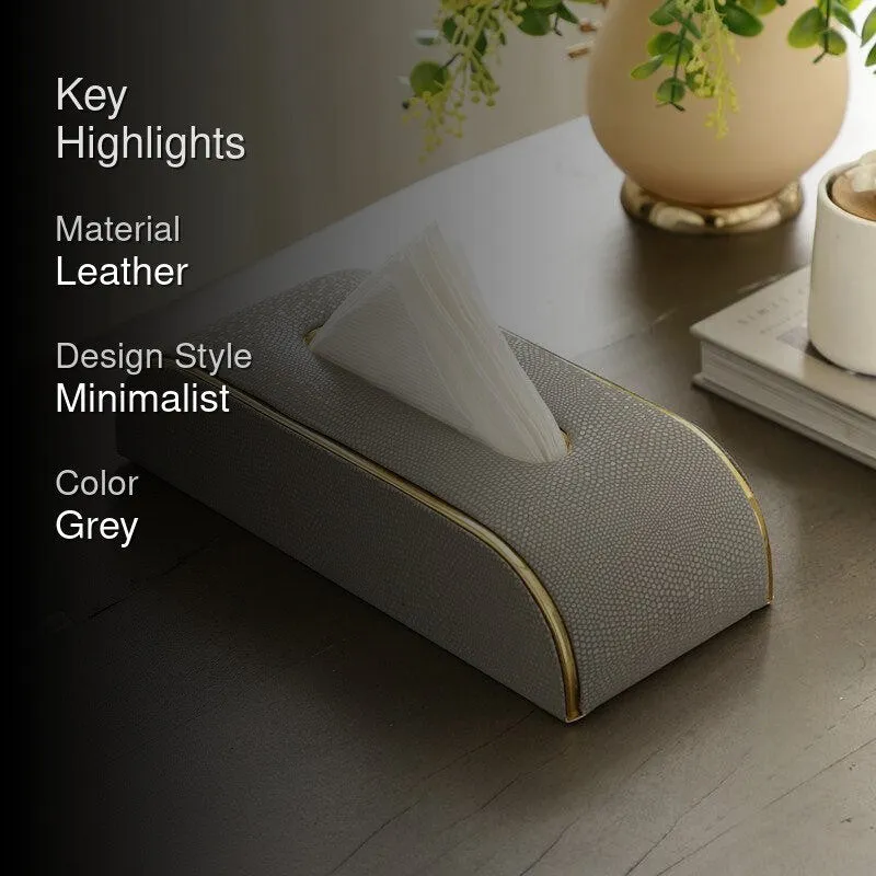 Relca Leather Tissue Box - Grey media 2