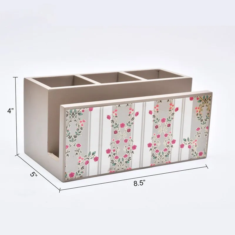 Beige Handcrafted Wooden Cutlery Stand - 6