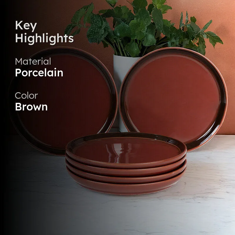 Caspian Porcelain Quarter Plate (Brown) - Set Of Six media 2