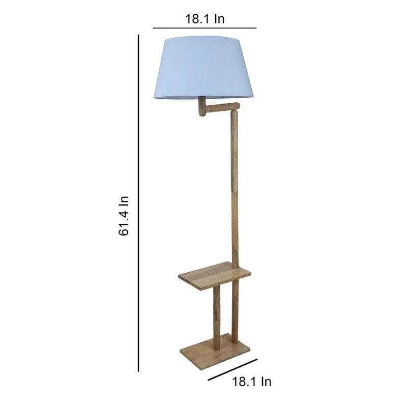 Eartha Enya Wooden Floor Lamp With Shelf - Blue media 5