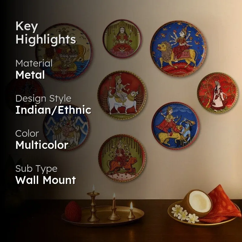 Nava Shakti Metal Wall Plates - Set of Nine media 2
