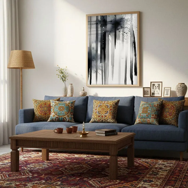 Ink Trails Framed Canvas Archival Canvas Wall Painting - Natural Brown Frame media 3