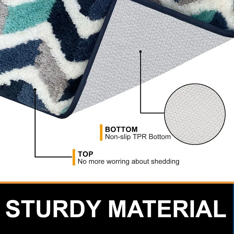 Chevra Wave Microfiber Bath Mat - Blue media 6