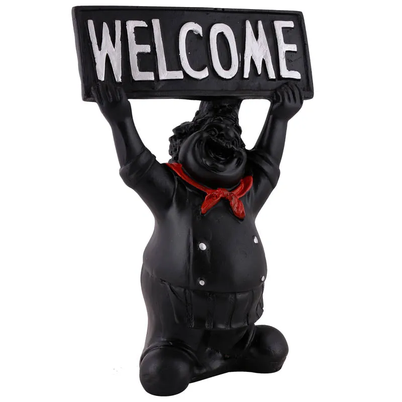 Gourmet Welcome Painted Polyresin Show Piece - Black media 4