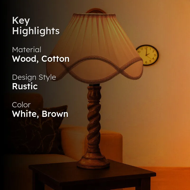 Elvane Myra Wooden Table Lamp - White media 2
