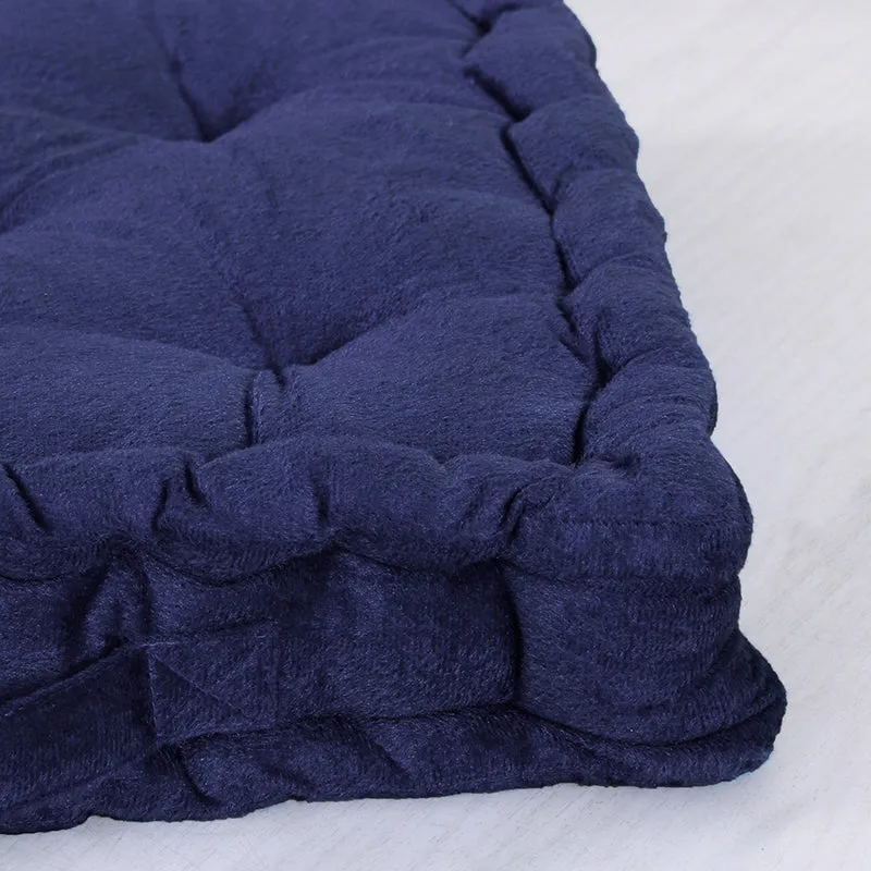 Thera Velvet Floor Cushion (Navy Blue) - Set Of Two media 3