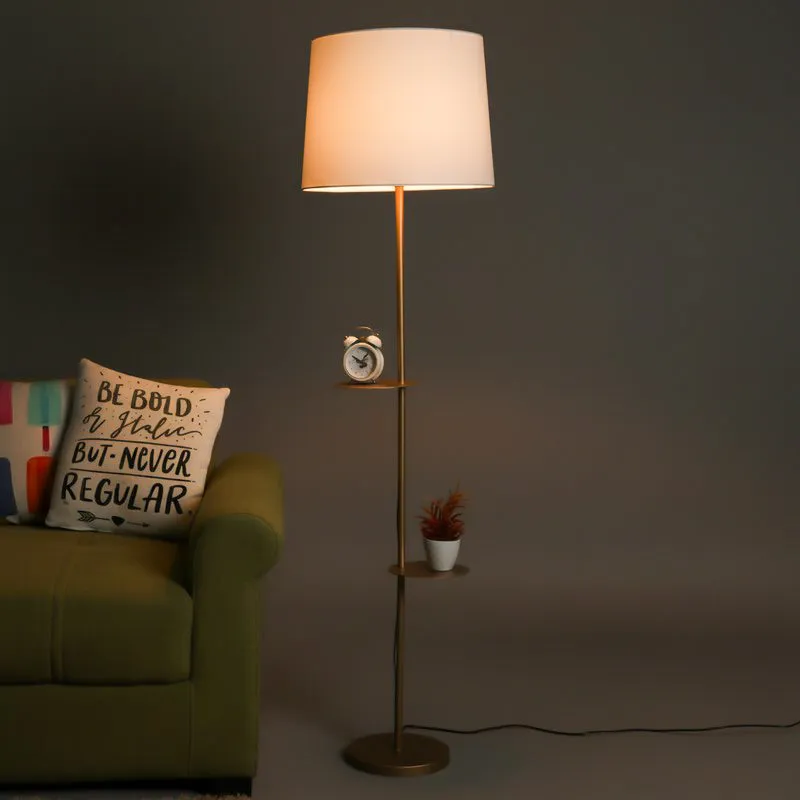 Rothnia Gold Floor Lamp With Shelf media 1