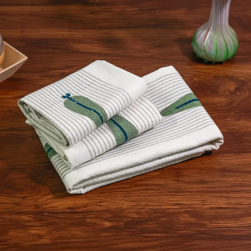 Jungle Fern Cotton Towels (Grey) - Three Piece Set media 6