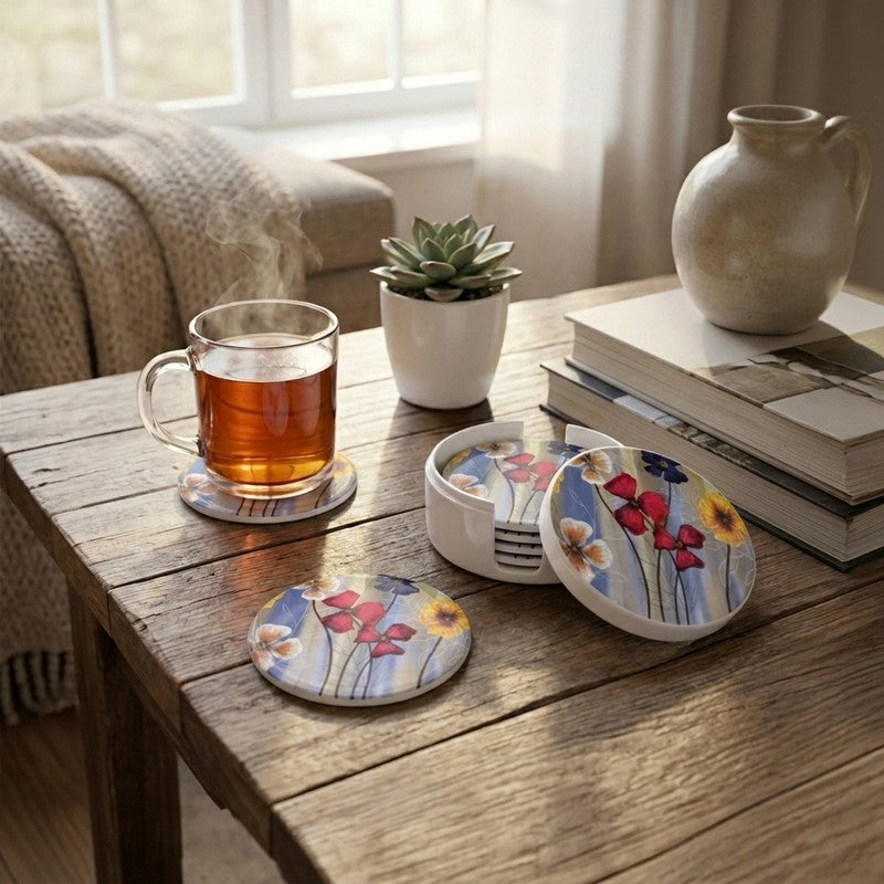 Elora Flower Melamine Coaster Set - Eight Piece Set